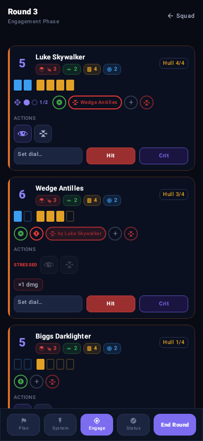 Gameplay tracking screen
