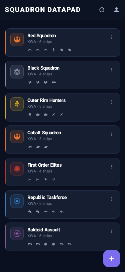 Squad list screen